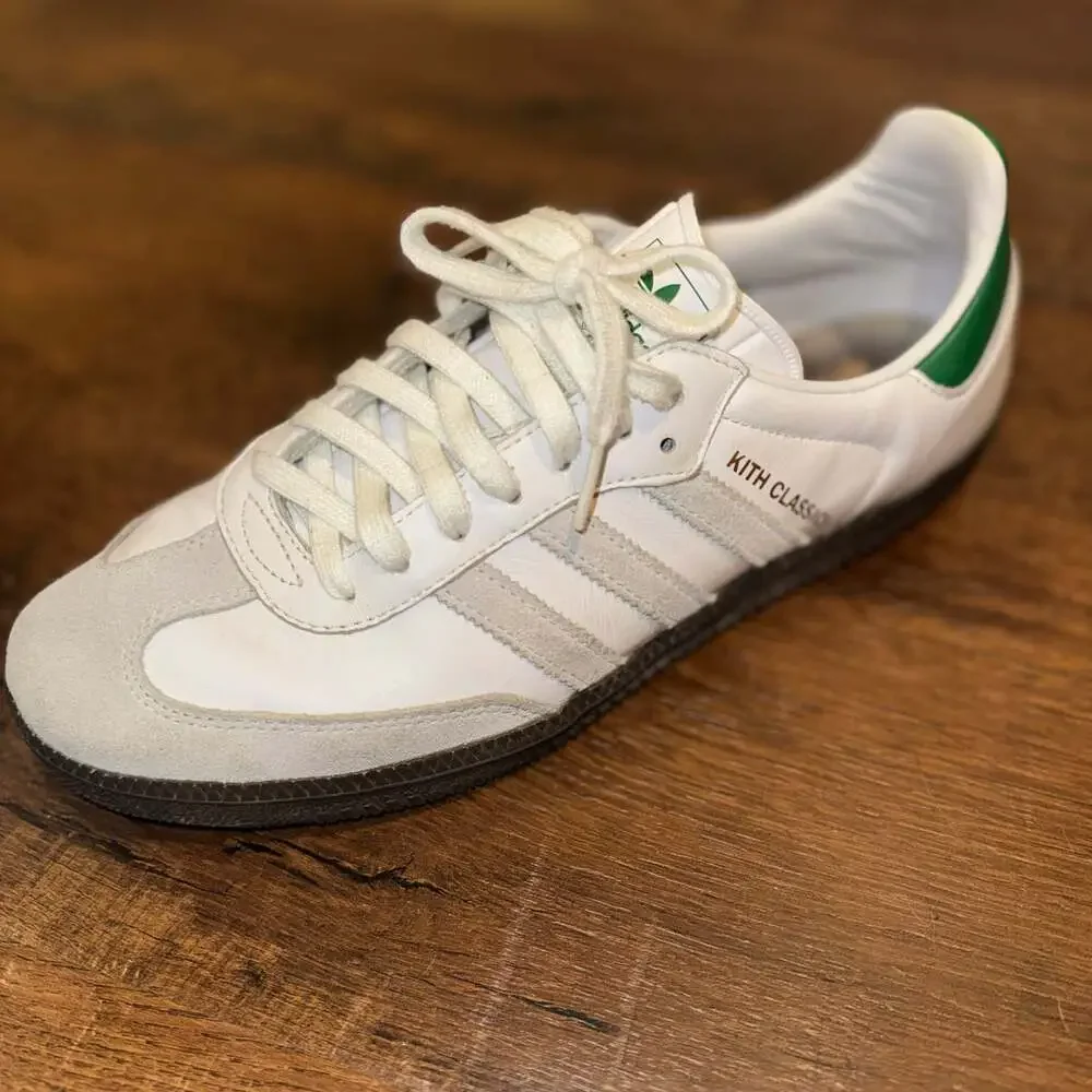 KITH x Adidas Samba OG Classics White Green Sneakers (FX5398) Size 9.5